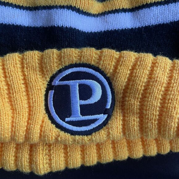 Pittsburgh Pom Pom Beanie One Size Black Yellow Stretch Embroidered Patch - Picture 3 of 5